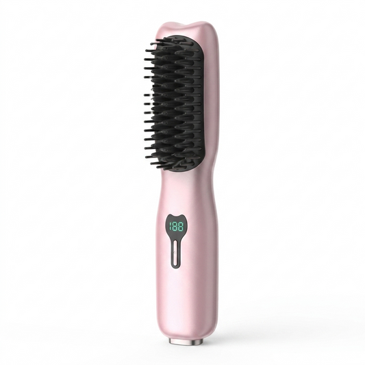 Brosse lissante chauffante sans fil SORÉA Glide, coloris rose poudré