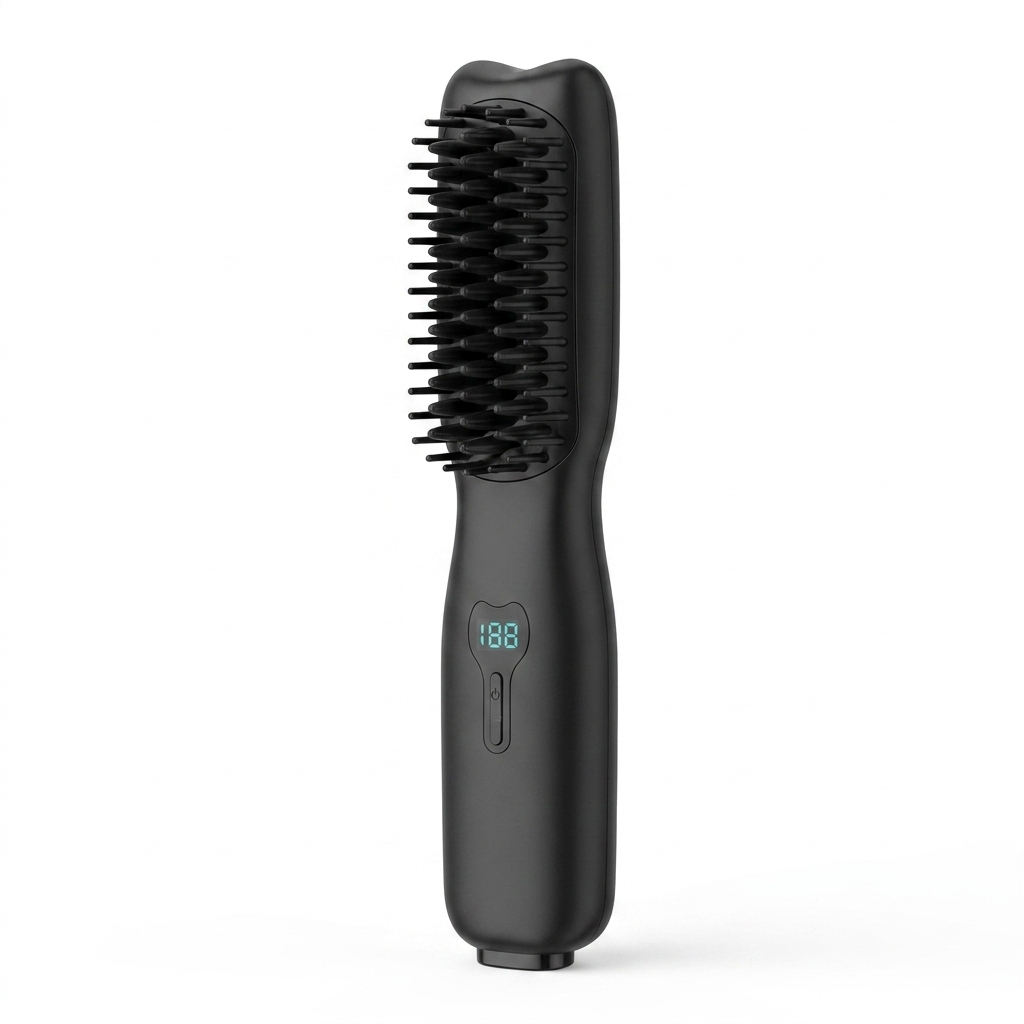 Brosse lissante chauffante sans fil SORÉA Glide, coloris noir, écran de température allumé
